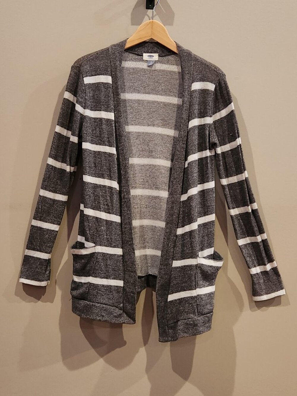 Old Navy Gray White Striped Open Front Cardigan Womens Small